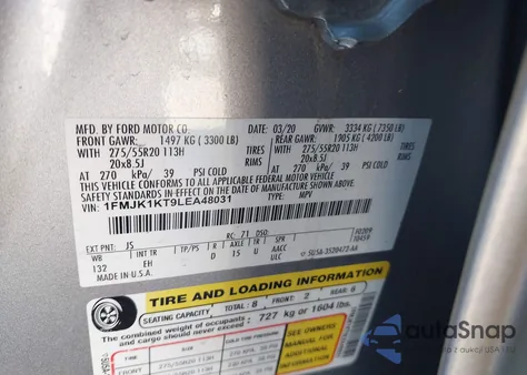 2020 Ford Expedition Max Limited z USA, uszkodzony, nr VIN 1FMJK1KT9LEA48031